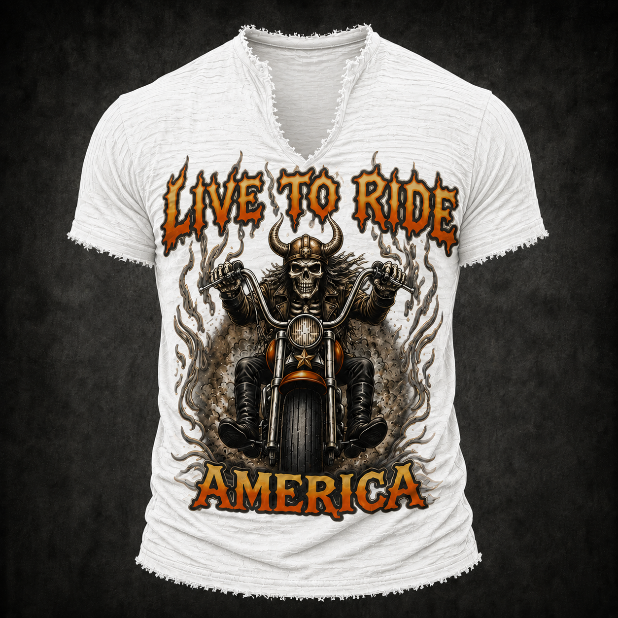 Live to Ride Men’s Vintage Biker Frayed Tee ABGTT03