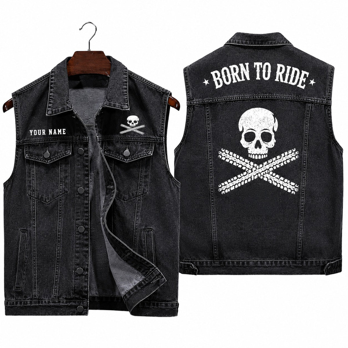 Personalized Sleeveless Denim Vest TT01