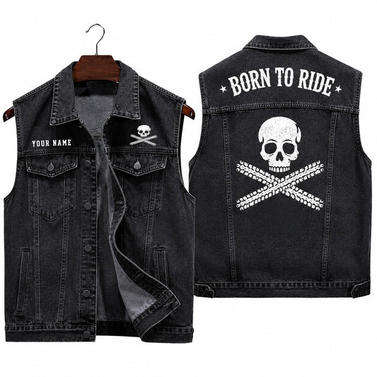Personalized Sleeveless Denim Vest TT01
