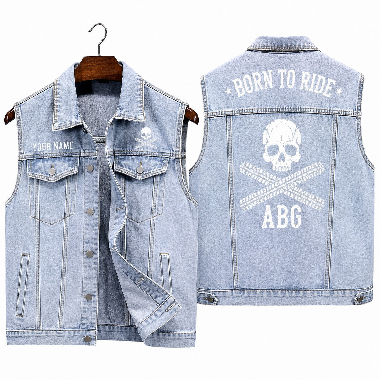 Personalized Sleeveless Denim Vest TT01