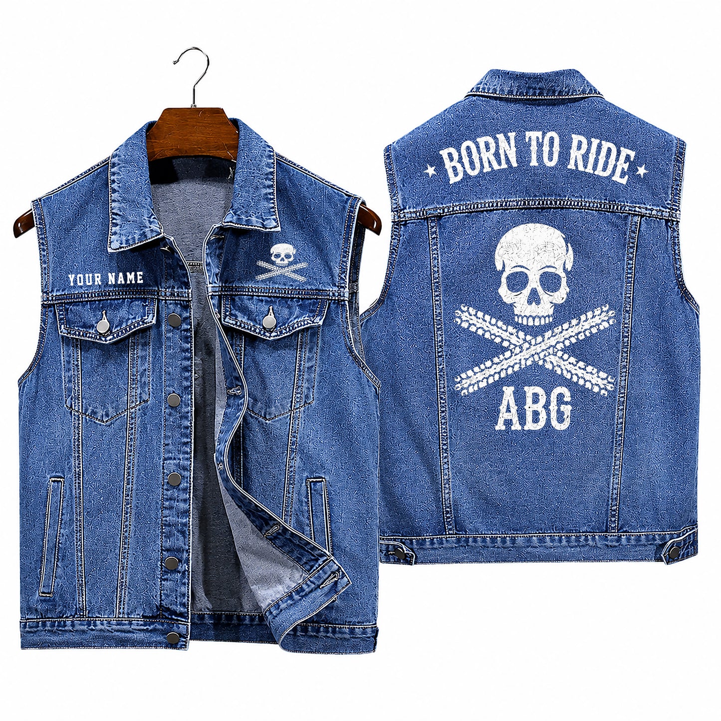 Personalized Sleeveless Denim Vest TT01