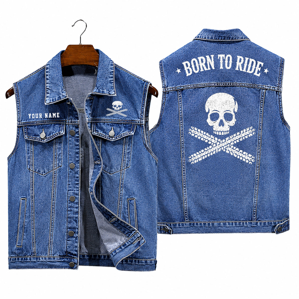 Personalized Sleeveless Denim Vest TT01