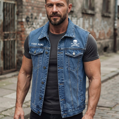 Personalized Sleeveless Denim Vest TT01