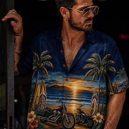 Tropical Biker Sunset Hawaiian Shirt TT02