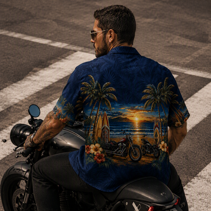 Tropical Biker Sunset Hawaiian Shirt TT02