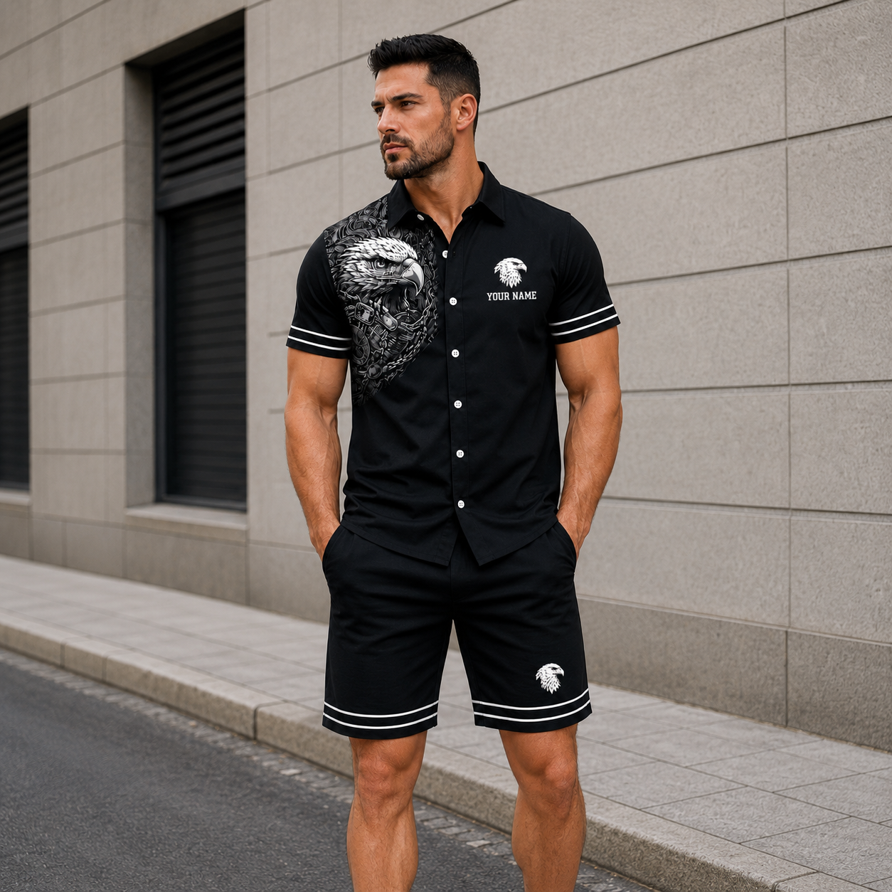 Personalized Eagle Combo Men Shirt and Shorts TT01