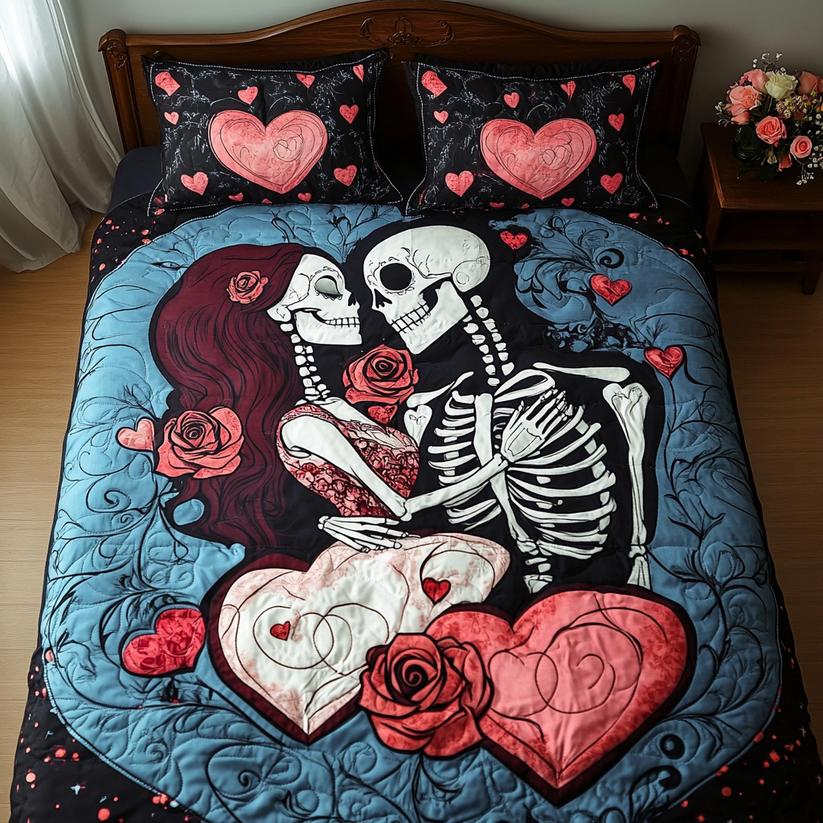 Soulmate Skeletons Quilted Bedding Set EM07