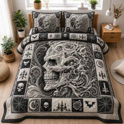 Gothic Baroque Skull Quilted Bedding Set LD02