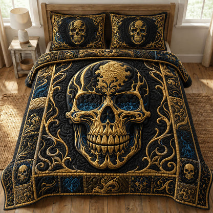 Baroque Gold Skull Quilted Bedding Set LD08