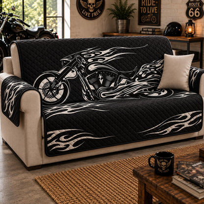 Flame & Chopper Printed Quilted Seat Sofa LD07