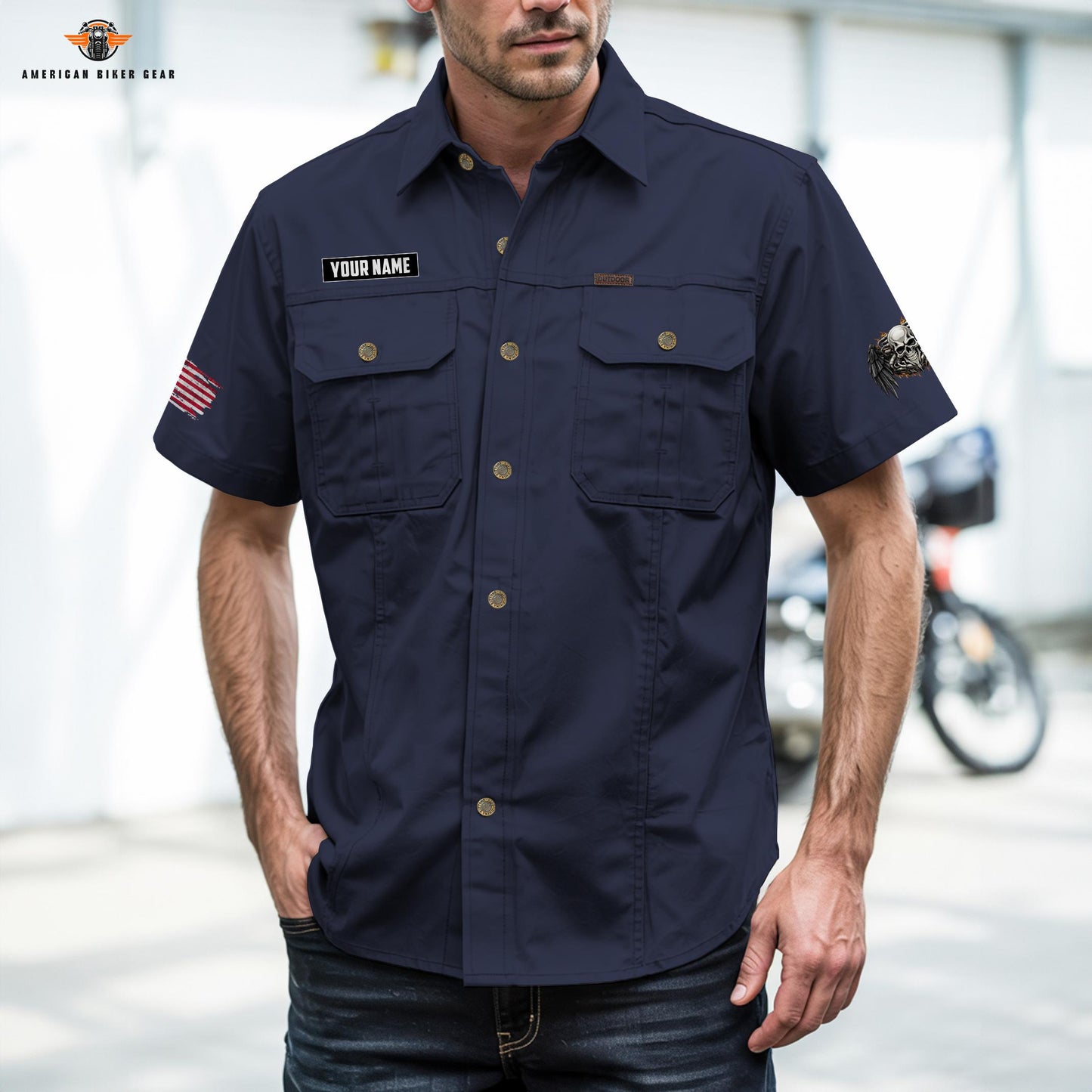 Biker Personalized Short Sleeve Cargo Shirt LV06