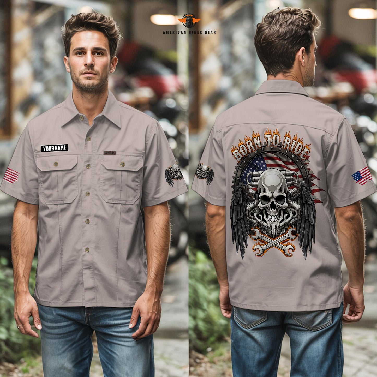 Biker Personalized Short Sleeve Cargo Shirt LV06