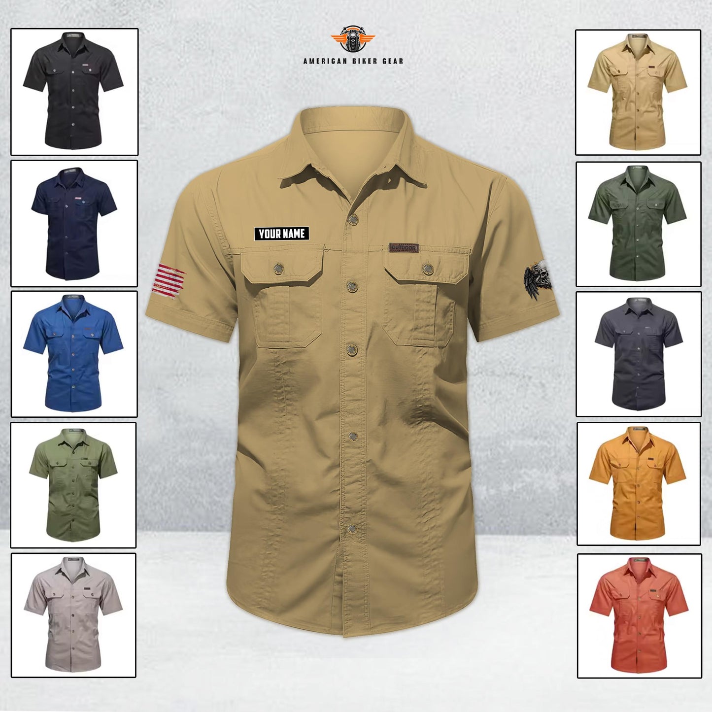 Biker Personalized Short Sleeve Cargo Shirt LV06