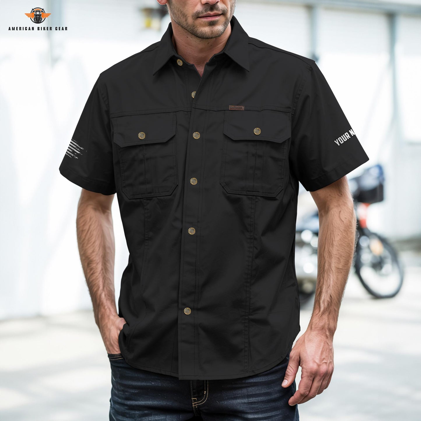 Biker Personalized Short Sleeve Cargo Shirt LV07