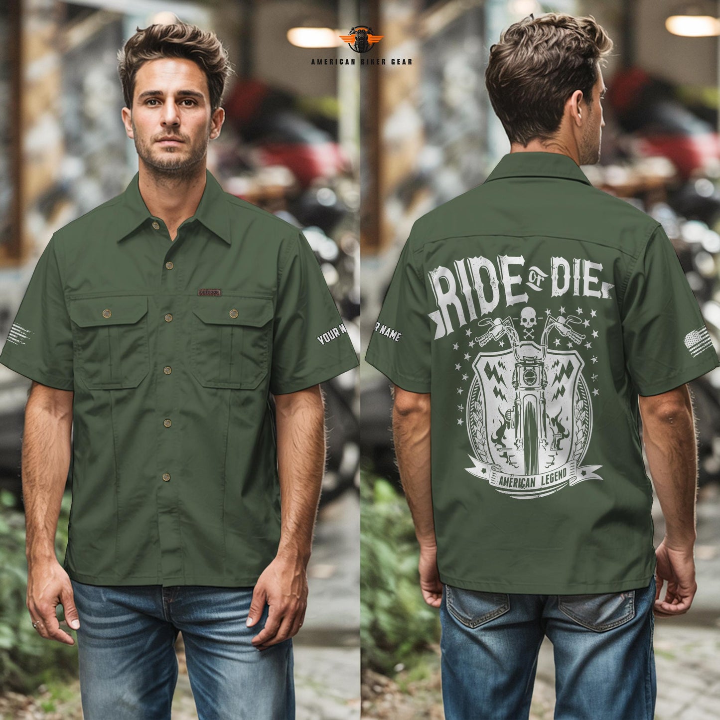 Biker Personalized Short Sleeve Cargo Shirt LV07