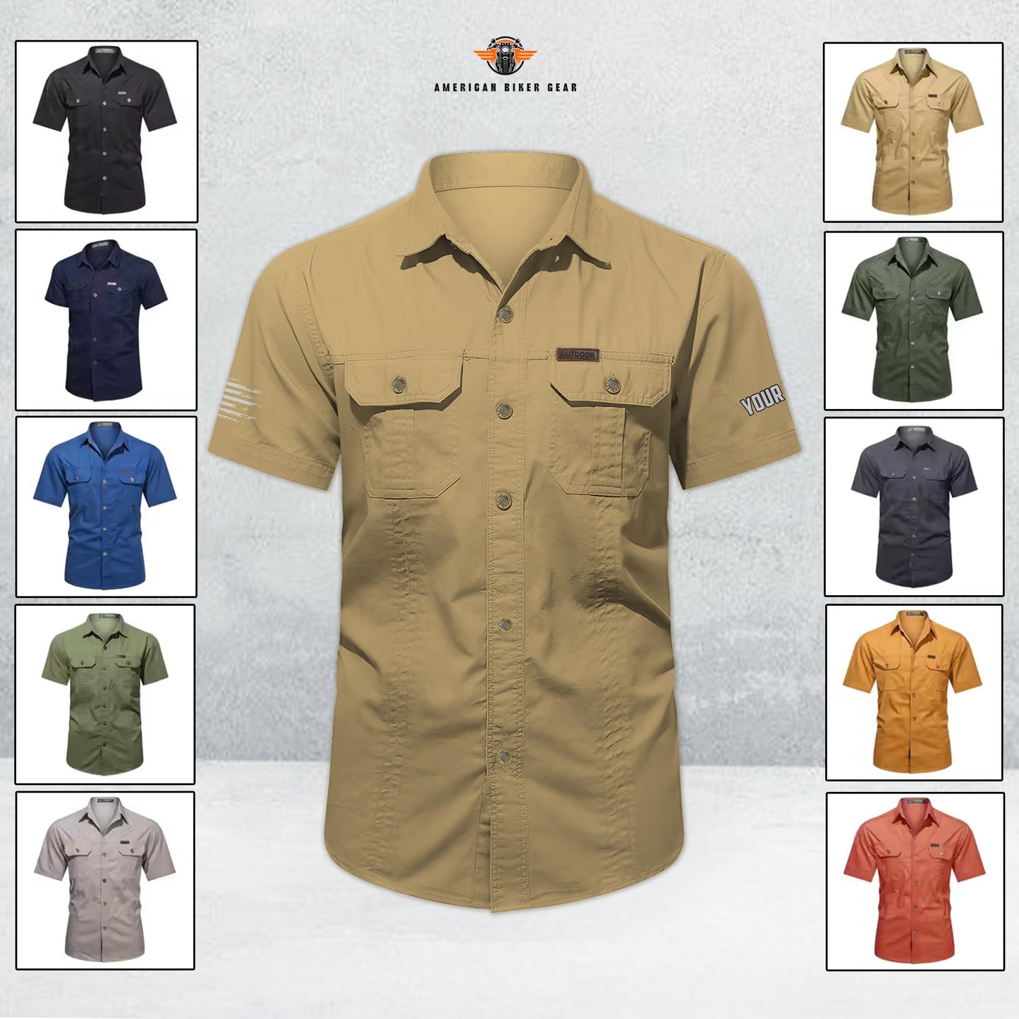 Biker Personalized Short Sleeve Cargo Shirt LV07