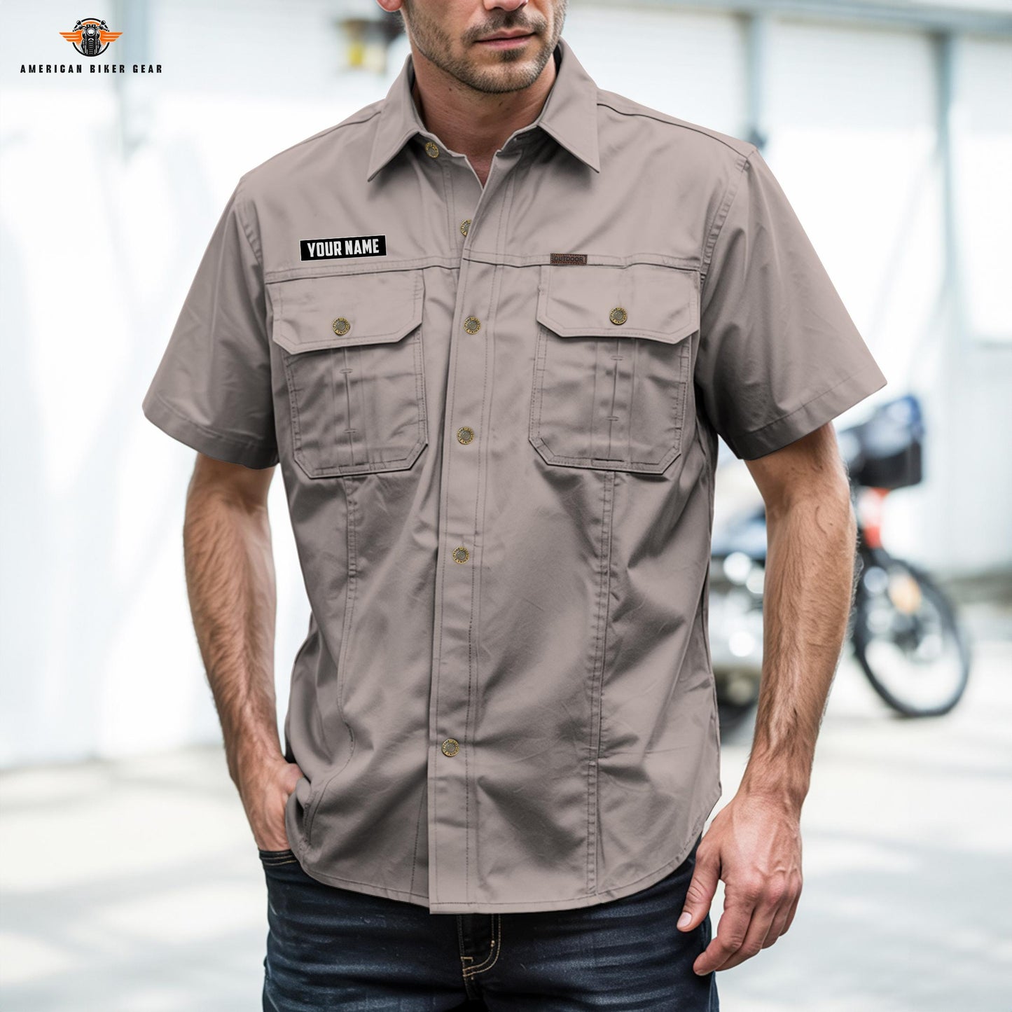 Biker Personalized Short Sleeve Cargo Shirt LV08