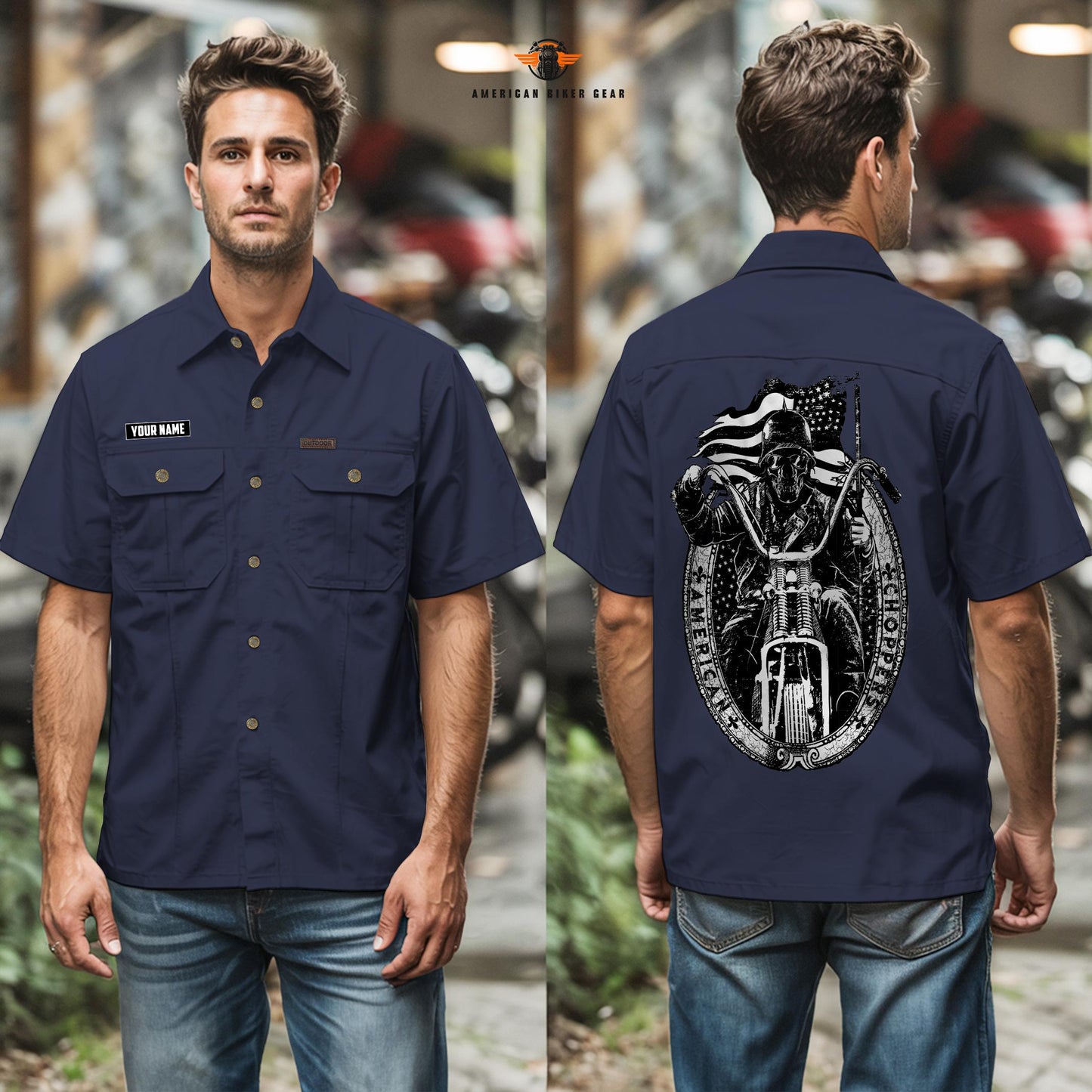 Biker Personalized Short Sleeve Cargo Shirt LV08