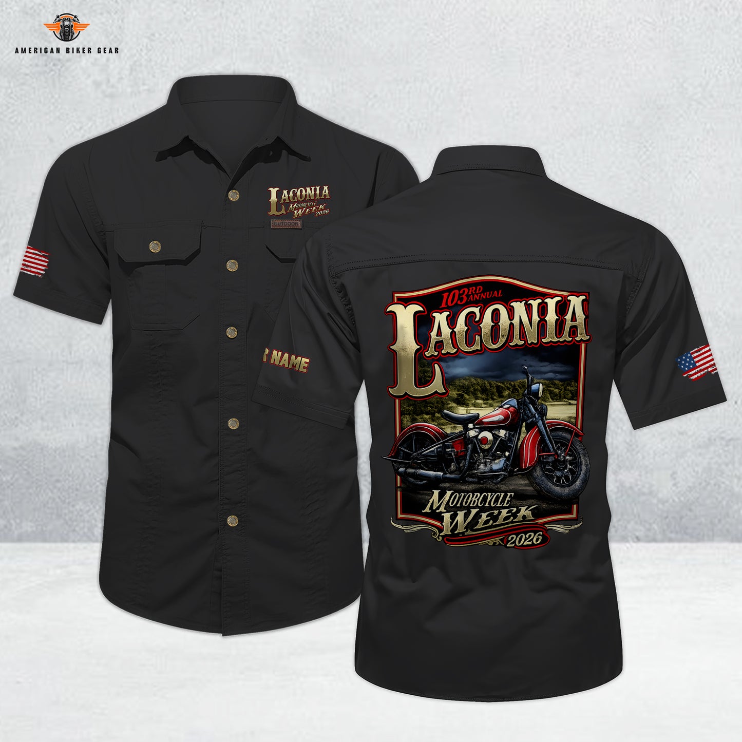 Laconia Biker Personalized Men’s Short Sleeve Cargo Shirt LV11