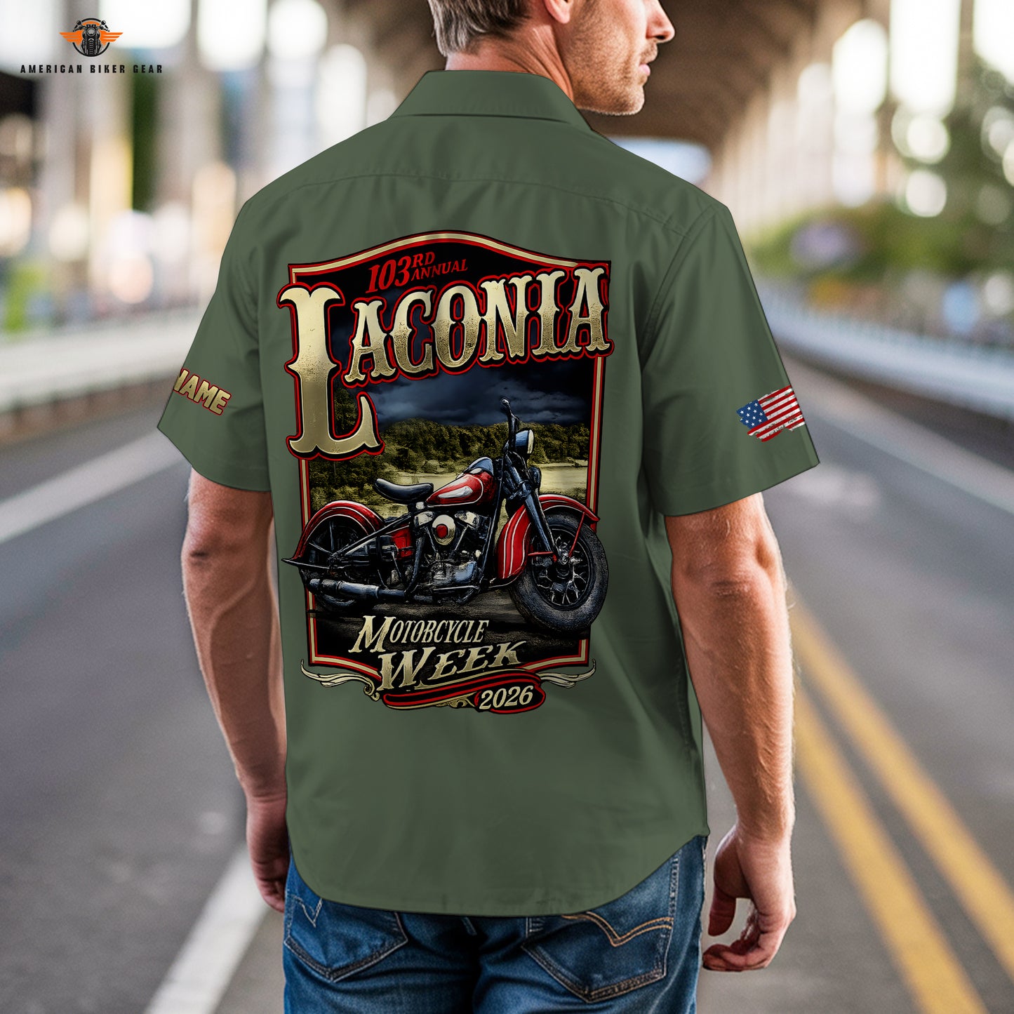 Laconia Biker Personalized Men’s Short Sleeve Cargo Shirt LV11