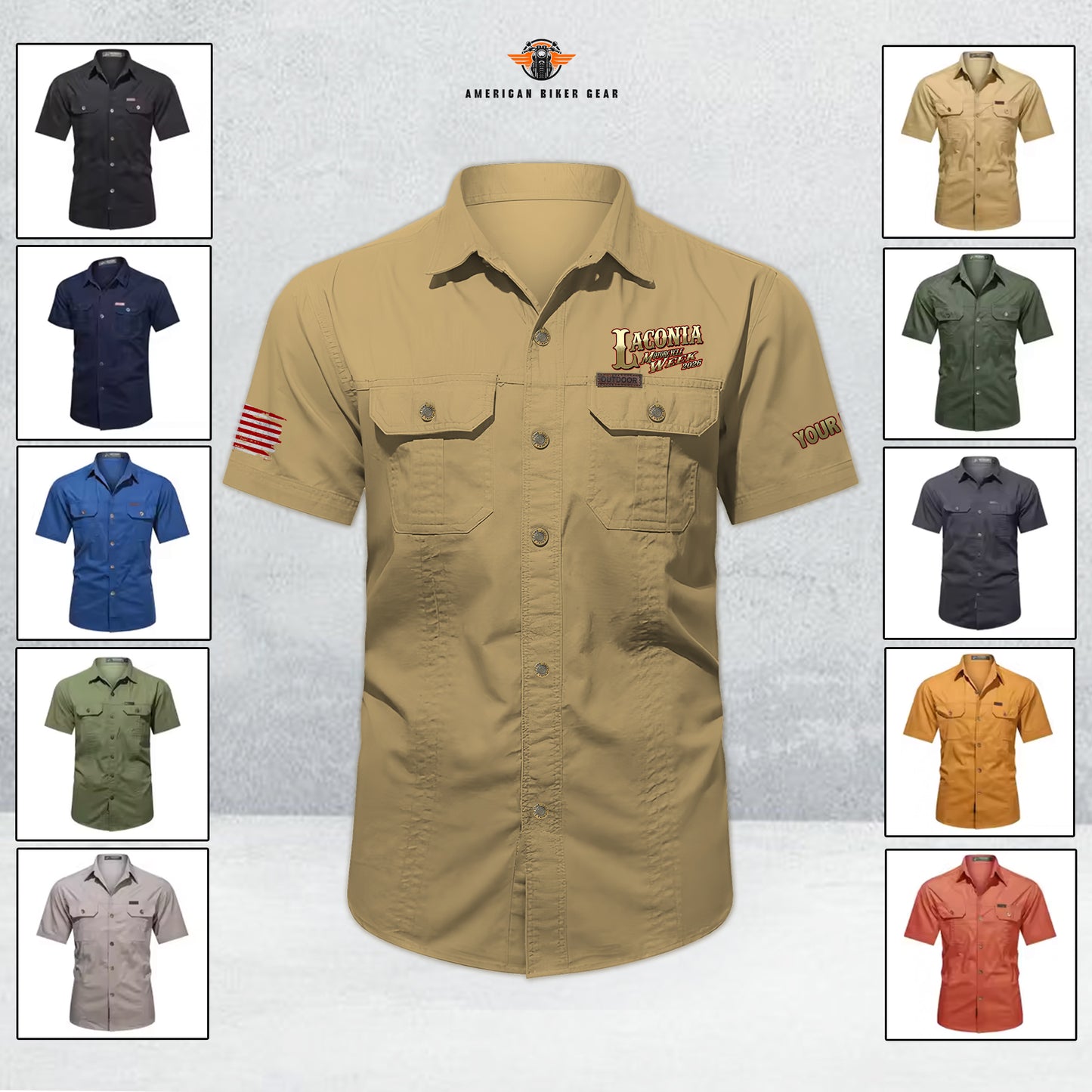 Laconia Biker Personalized Men’s Short Sleeve Cargo Shirt LV11