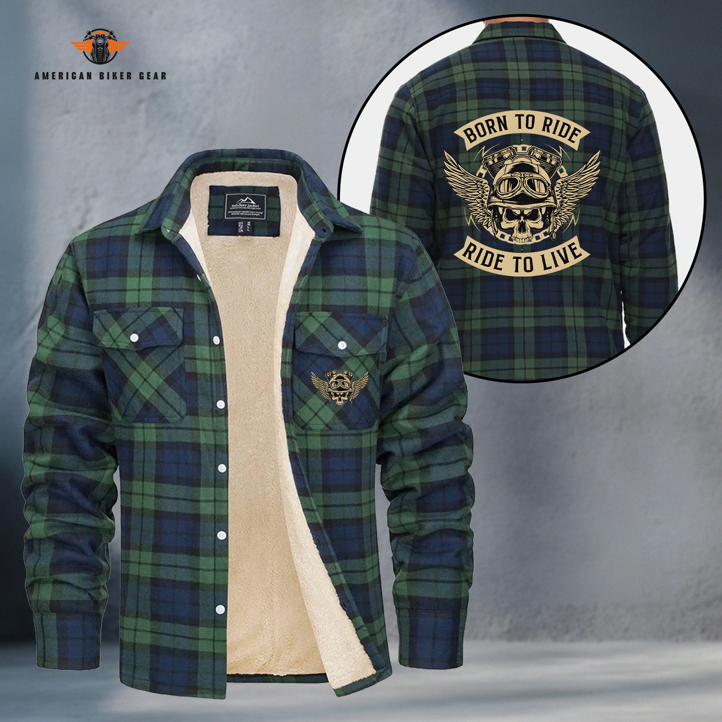Born To Ride Ride To Live Fleece Flannel LV014