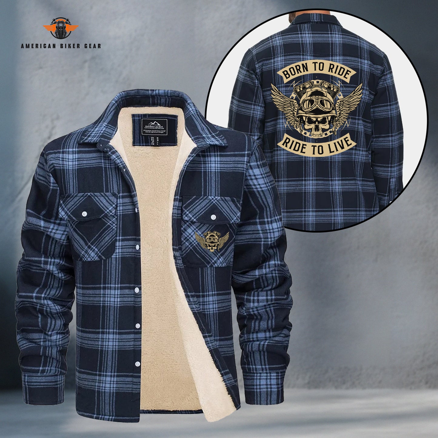 Born To Ride Ride To Live Fleece Flannel LV014