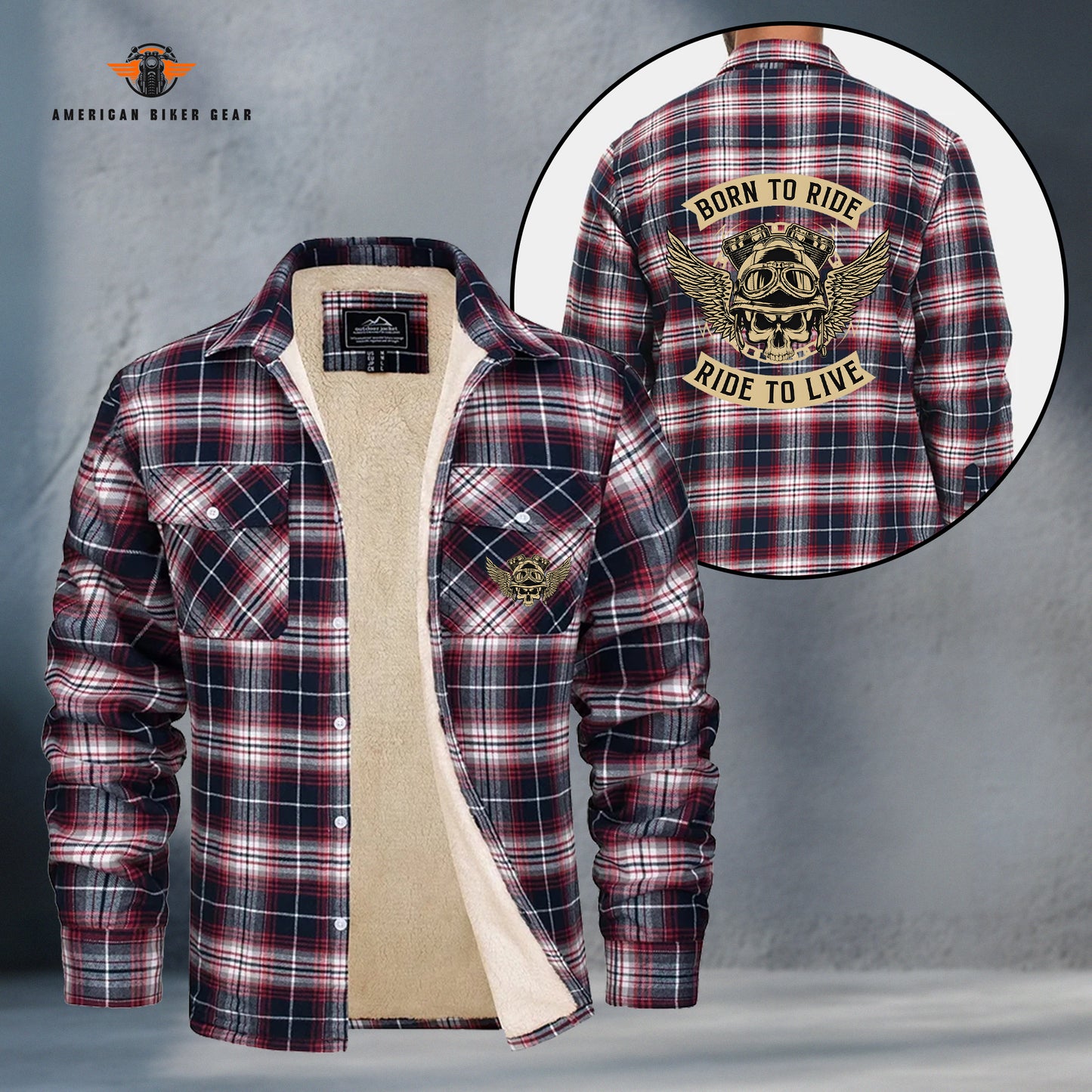 Born To Ride Ride To Live Fleece Flannel LV014