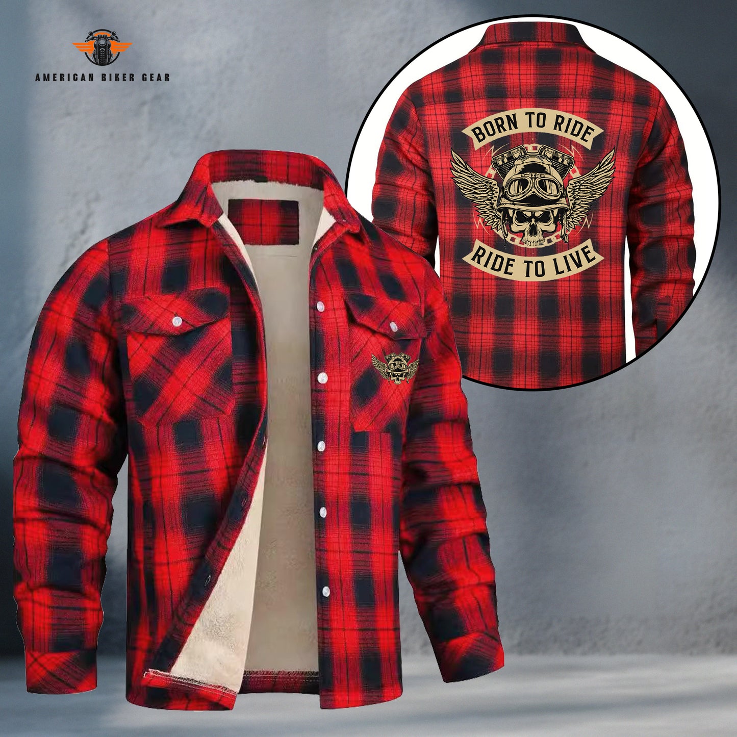 Born To Ride Ride To Live Fleece Flannel LV014