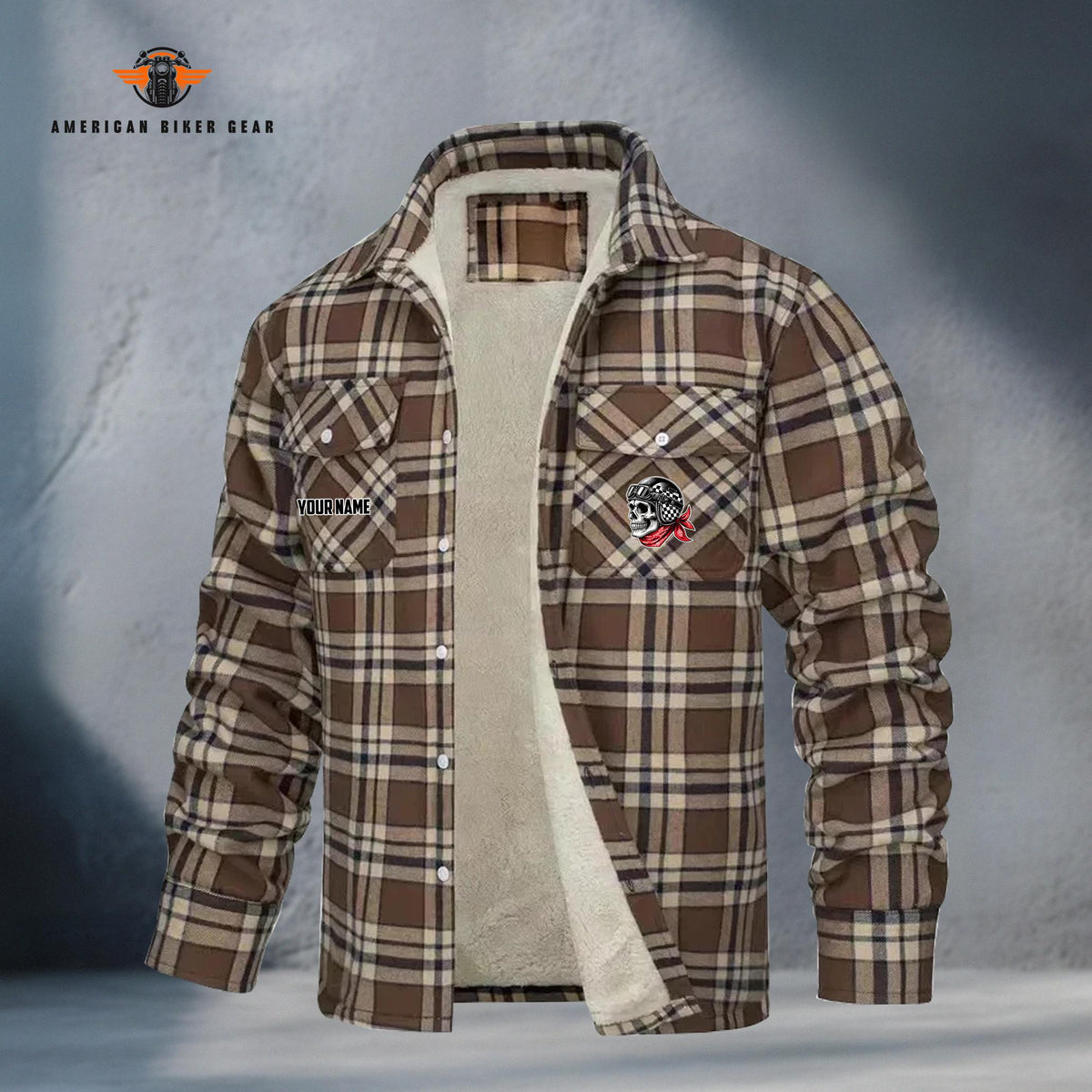 Free Rider No Club Skull Biker Personalized Fleece Flannel Plaid Jacket LV17