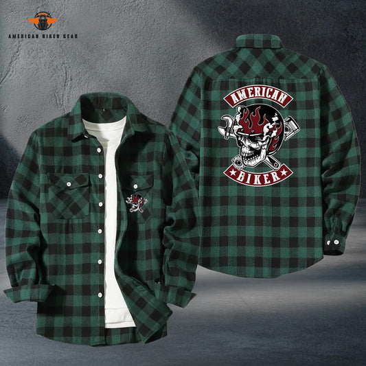 Biker Personalized Casual Flannel Long Sleeve Shirt LV05