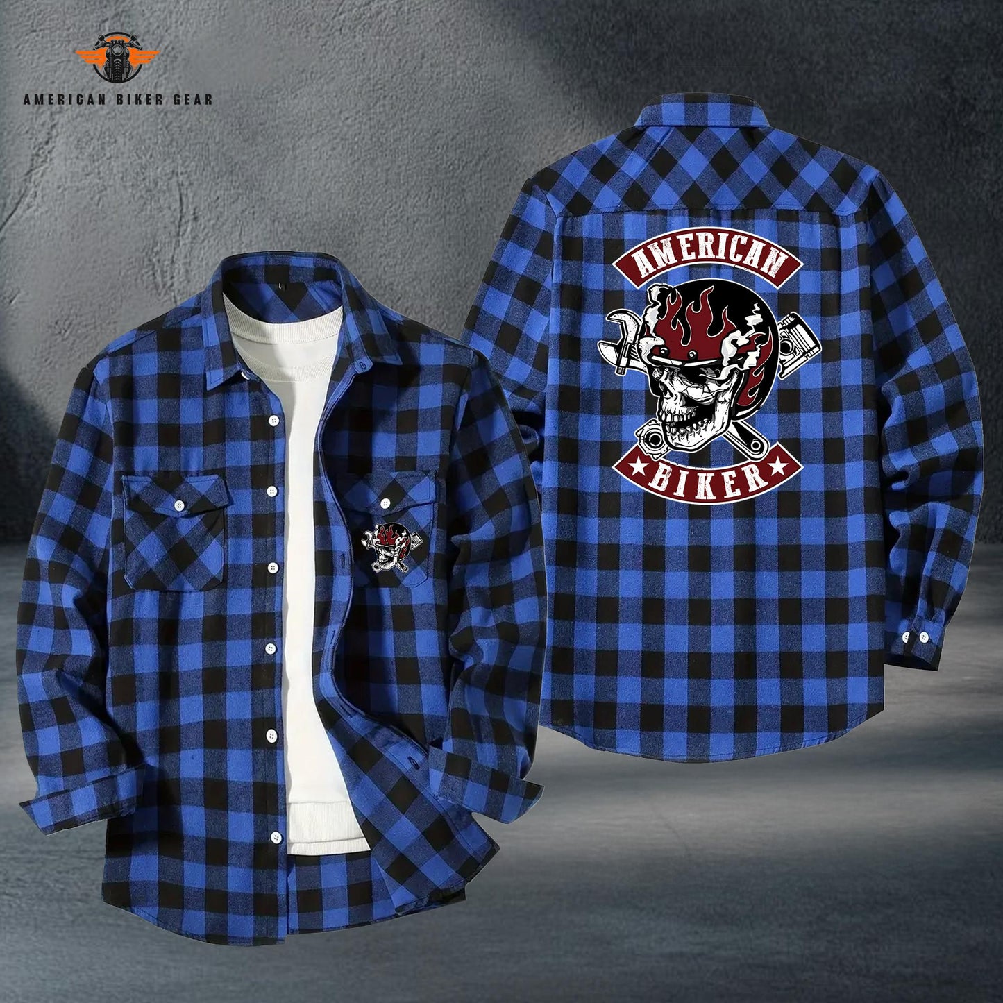 Biker Personalized Casual Flannel Long Sleeve Shirt LV05