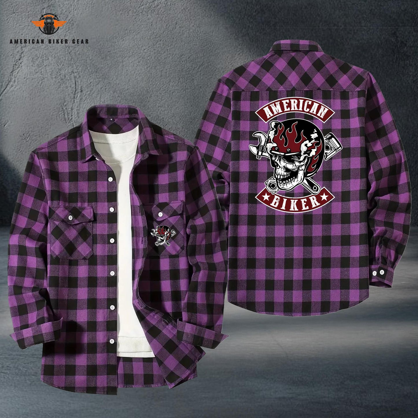 Biker Personalized Casual Flannel Long Sleeve Shirt LV05