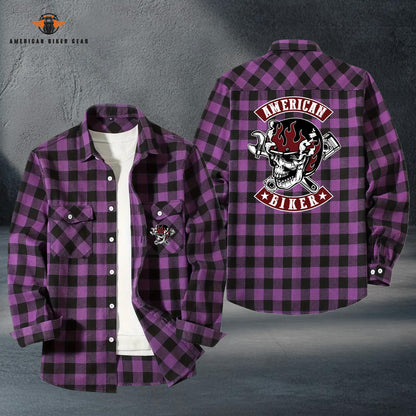 Biker Personalized Casual Flannel Long Sleeve Shirt LV05