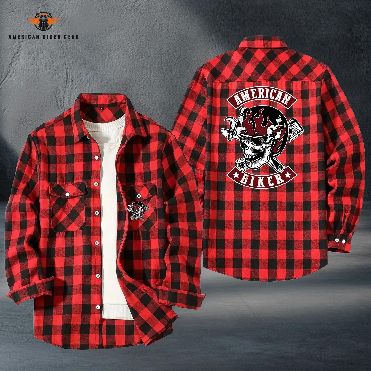 Biker Personalized Casual Flannel Long Sleeve Shirt LV05