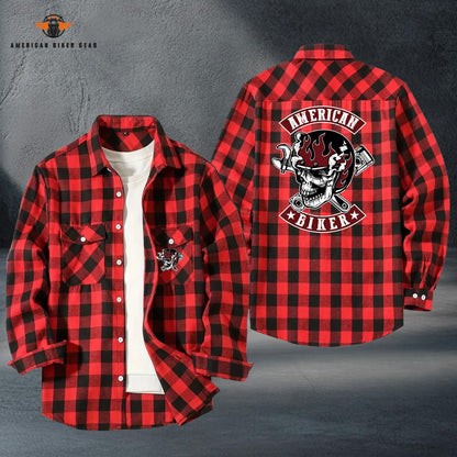 Biker Personalized Casual Flannel Long Sleeve Shirt LV05
