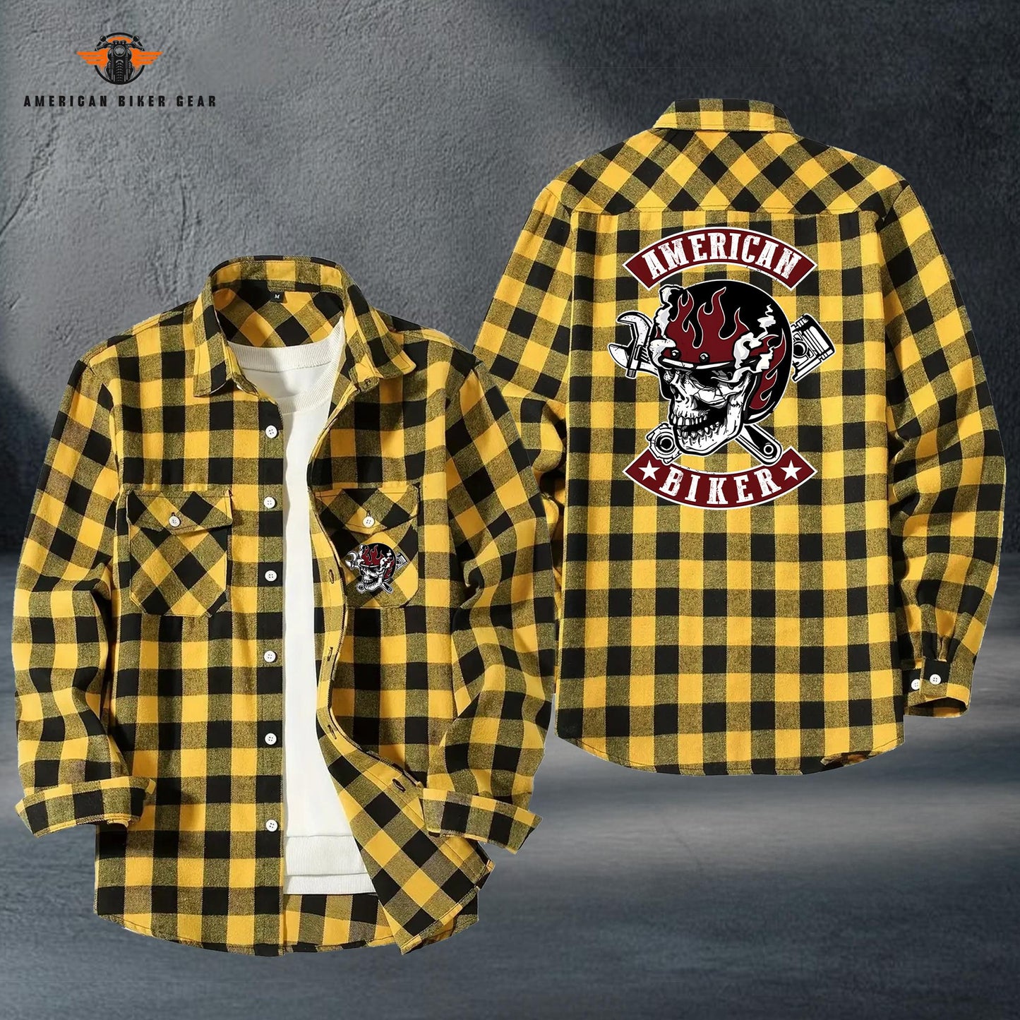 Biker Personalized Casual Flannel Long Sleeve Shirt LV05
