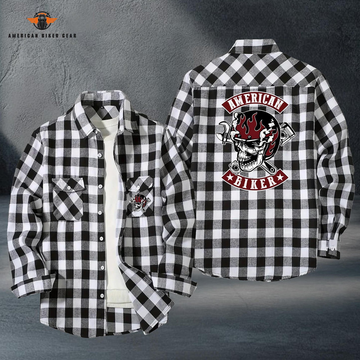 Biker Personalized Casual Flannel Long Sleeve Shirt LV05