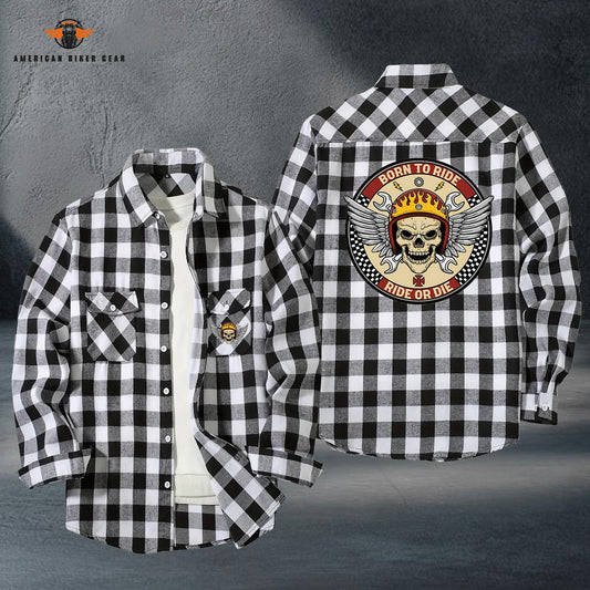 Biker Personalized Casual Flannel Long Sleeve Shirt LV06