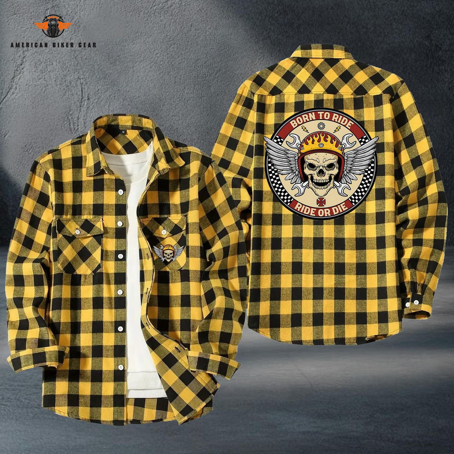 Biker Personalized Casual Flannel Long Sleeve Shirt LV06