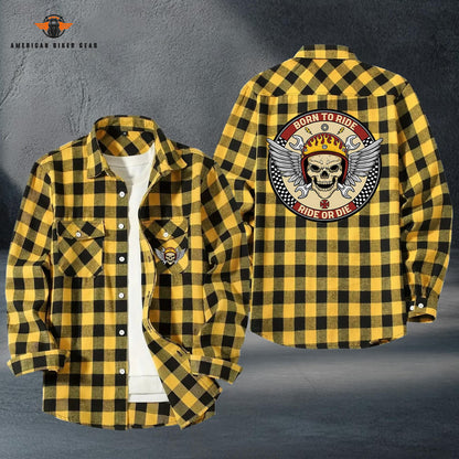 Biker Personalized Casual Flannel Long Sleeve Shirt LV06