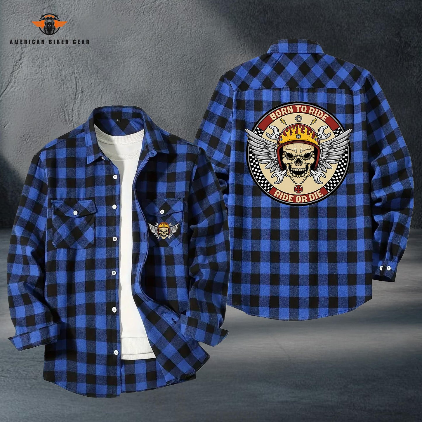 Biker Personalized Casual Flannel Long Sleeve Shirt LV06