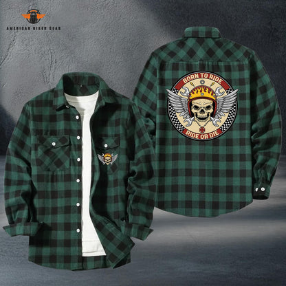 Biker Personalized Casual Flannel Long Sleeve Shirt LV06