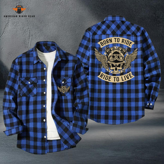 Biker Personalized Casual Flannel Long Sleeve Shirt LV07