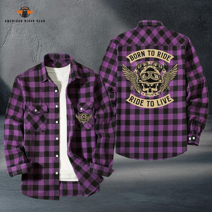 Biker Personalized Casual Flannel Long Sleeve Shirt LV07