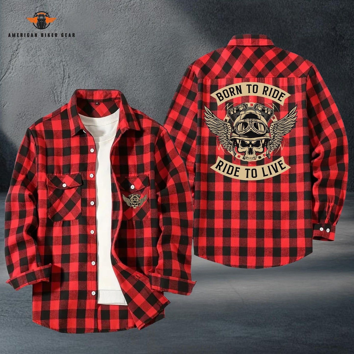 Biker Personalized Casual Flannel Long Sleeve Shirt LV07