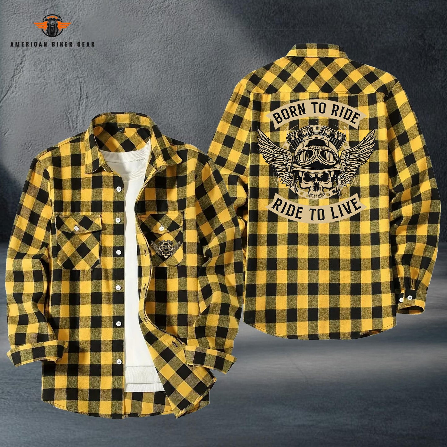 Biker Personalized Casual Flannel Long Sleeve Shirt LV07
