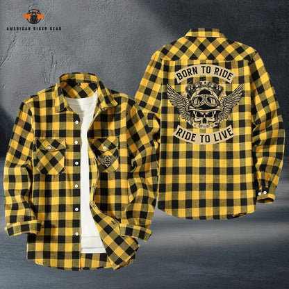 Biker Personalized Casual Flannel Long Sleeve Shirt LV07
