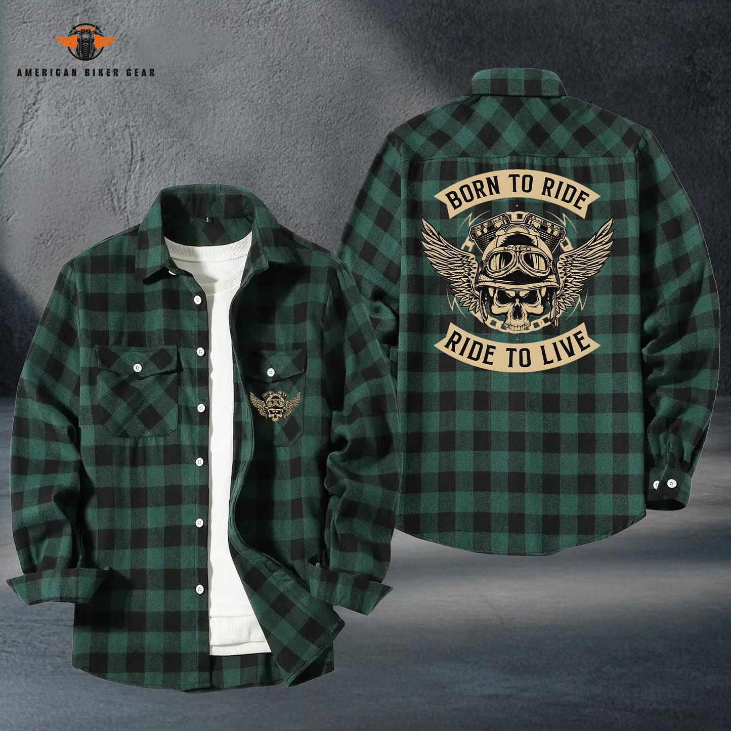 Biker Personalized Casual Flannel Long Sleeve Shirt LV07