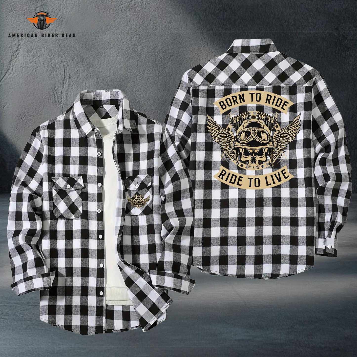Biker Personalized Casual Flannel Long Sleeve Shirt LV07